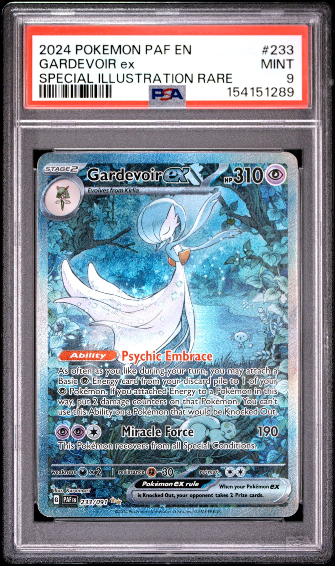 2024 Pokemon Paf En-Paldean Fates Gardevoir Ex #233 (Special Illustration Rare) Mint 9 front