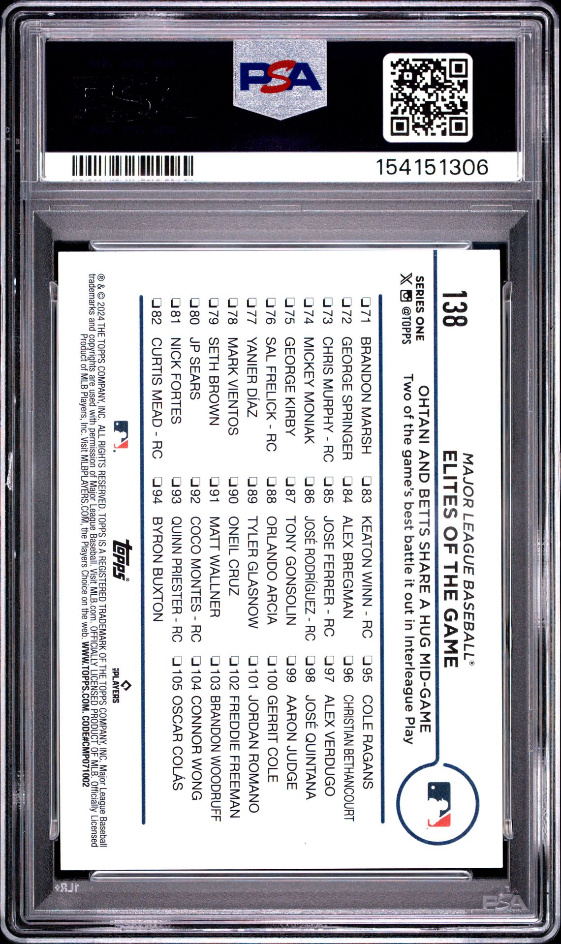 2024 Topps Ohtani/Betts #138 (Asg Exclusive) Gem Mt 10 back