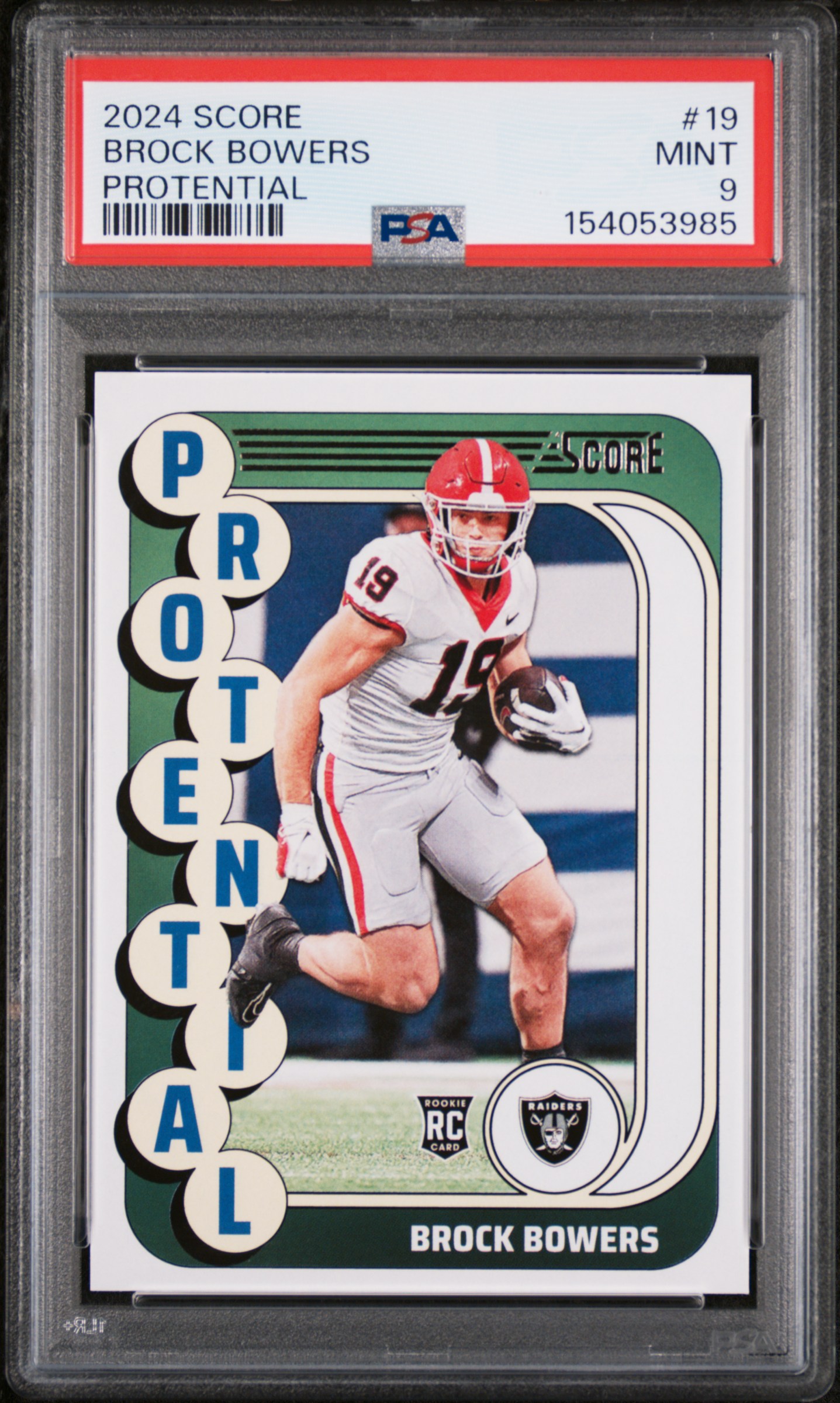 2024 #19 Brock Bowers PSA 9 Panini Score Protential