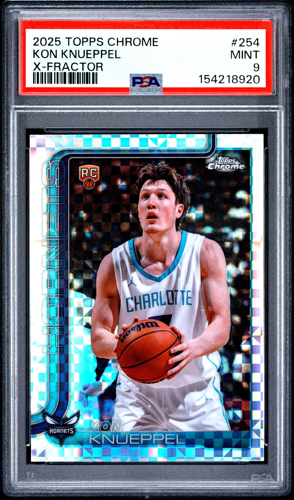 2025 Topps Chrome Kon Knueppel #254 (X-Fractor) Mint 9 front