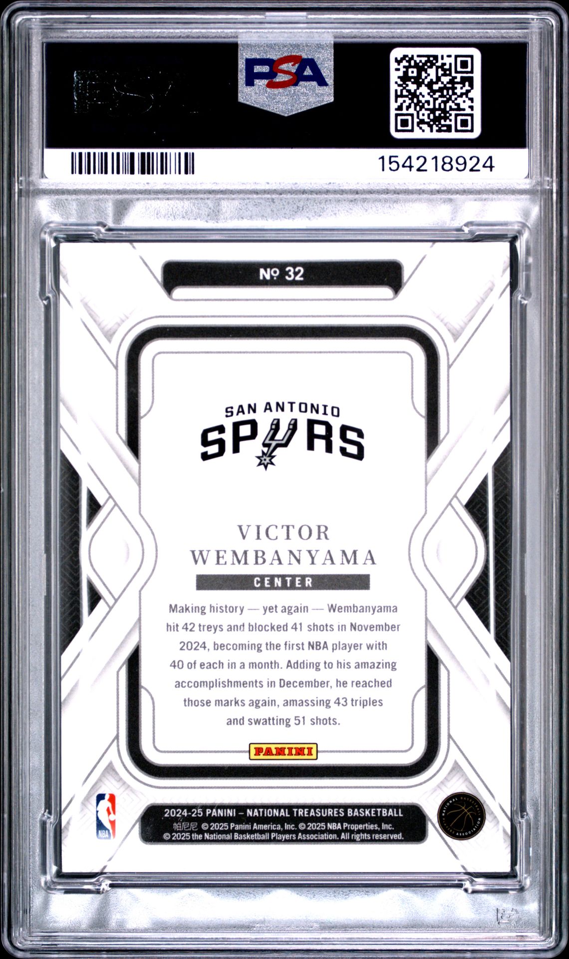 2024 Panini National Treasures Victor Wembanyama #32 (International) Nm-Mt 8 back
