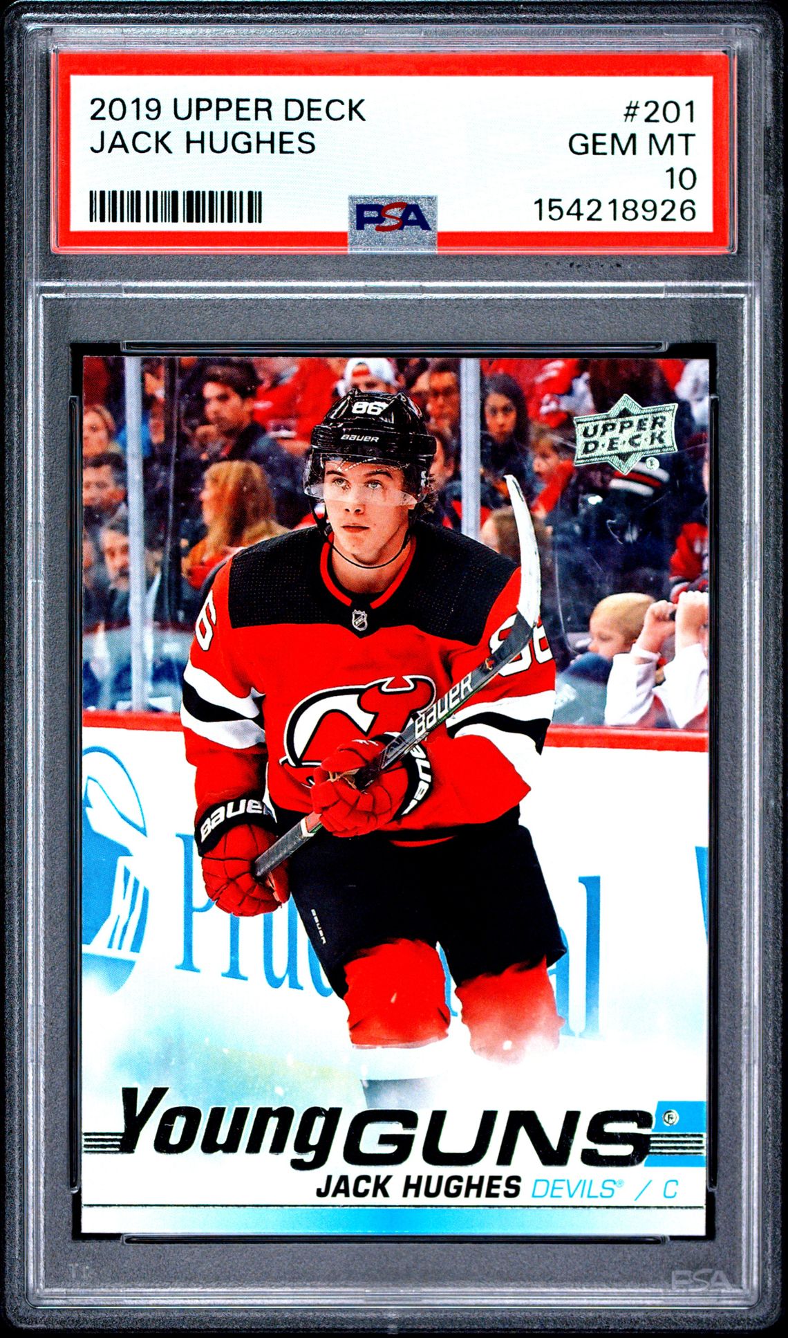 2019 Upper Deck Jack Hughes #201 Gem Mt 10 front