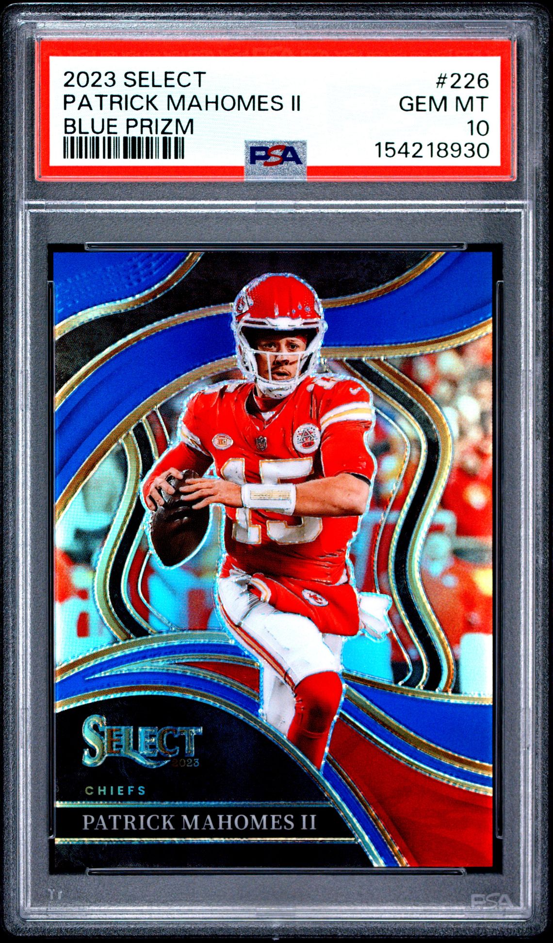 2023 Panini Select Patrick Mahomes Ii #226 (Blue Prizm) Gem Mt 10 front view - PSA graded GEM MT 10