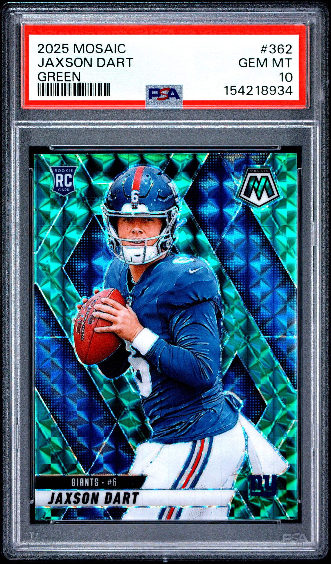 2025 PANINI MOSAIC JAXSON DART GREEN 362 GEM MT 10 front