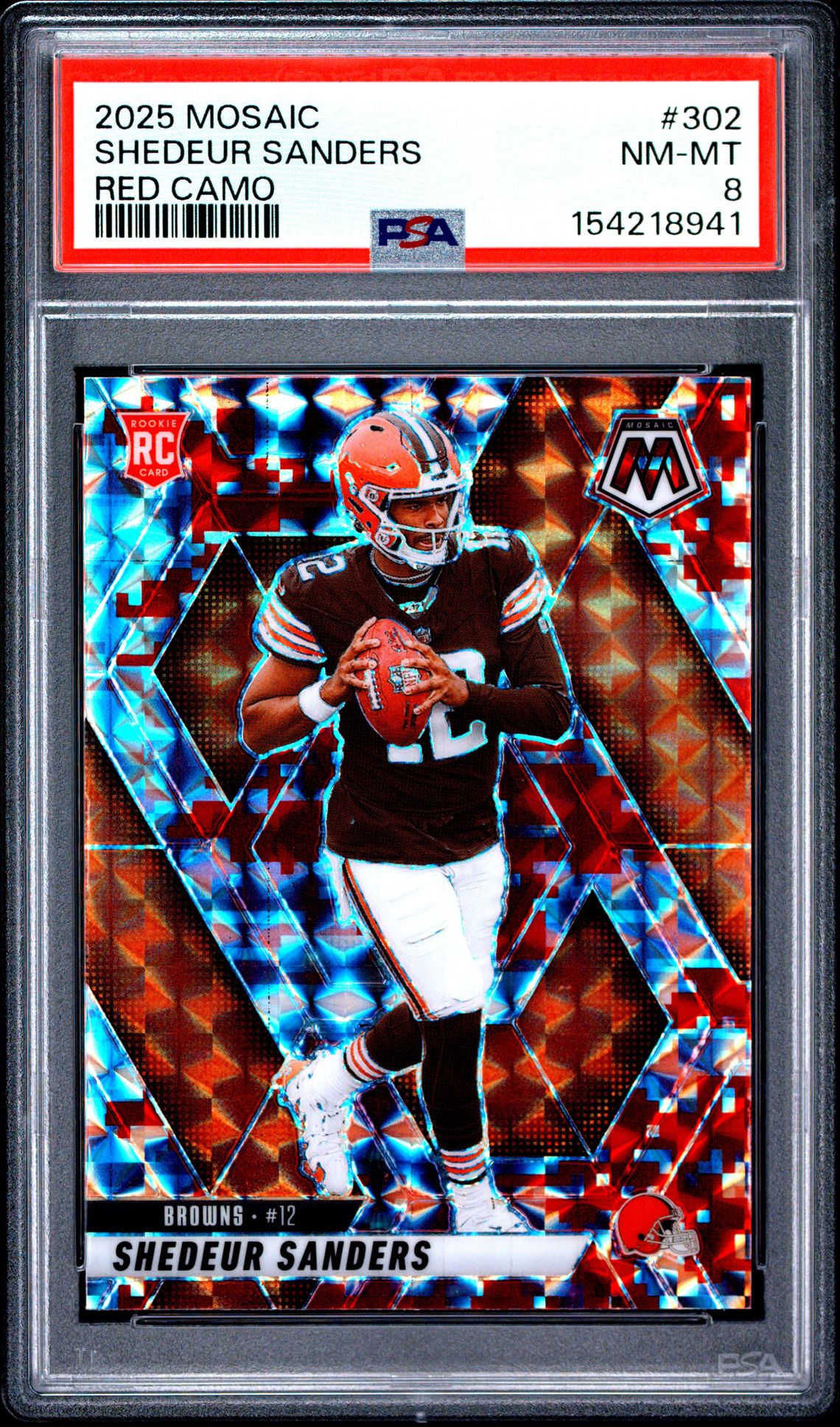 2025 Panini Mosaic Shedeur Sanders #302 (Red Camo) Nm-Mt 8 front