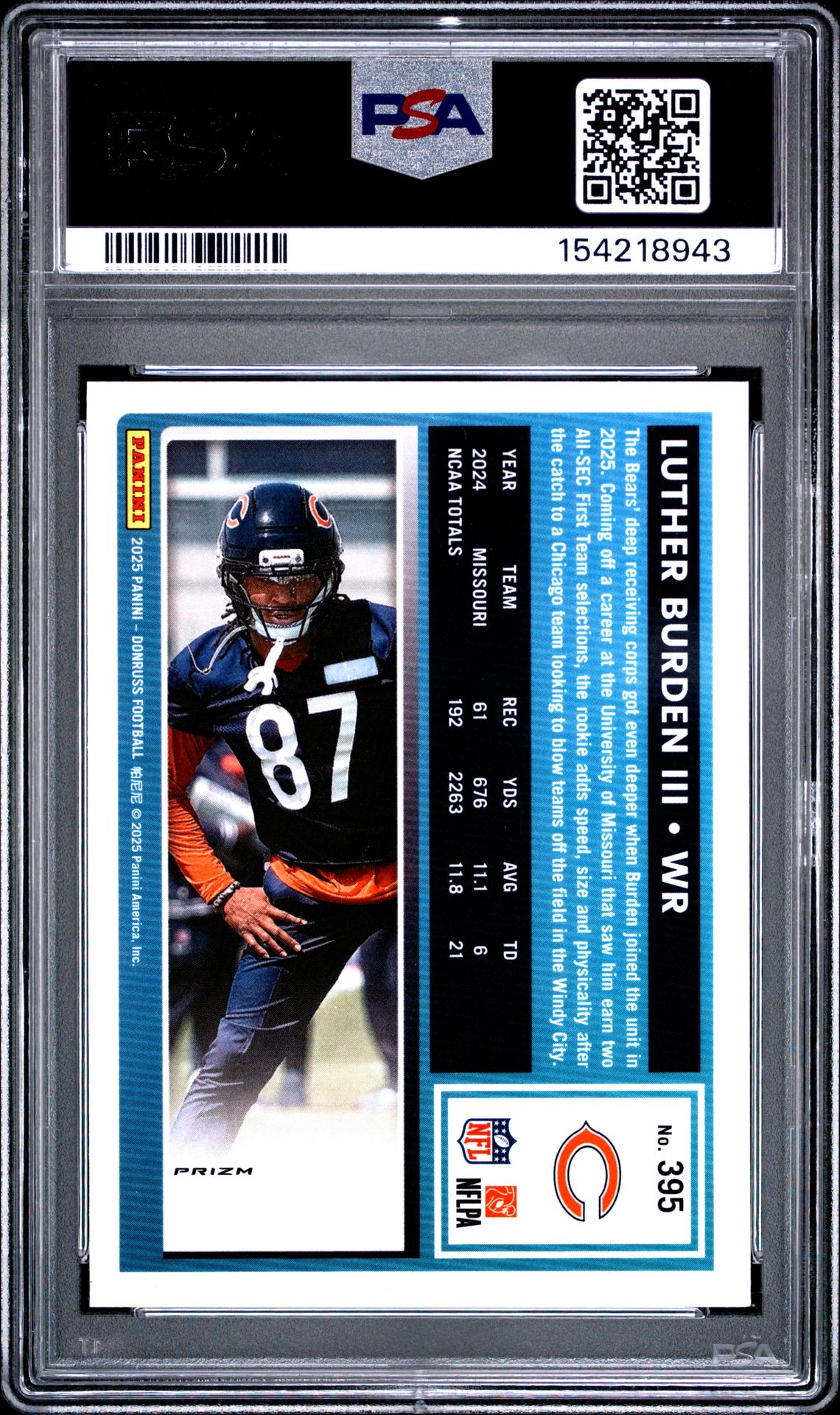 2025 Panini Donruss Luther Burden Iii #395 (Optic Preview-Red Pandora) Mint 9 back