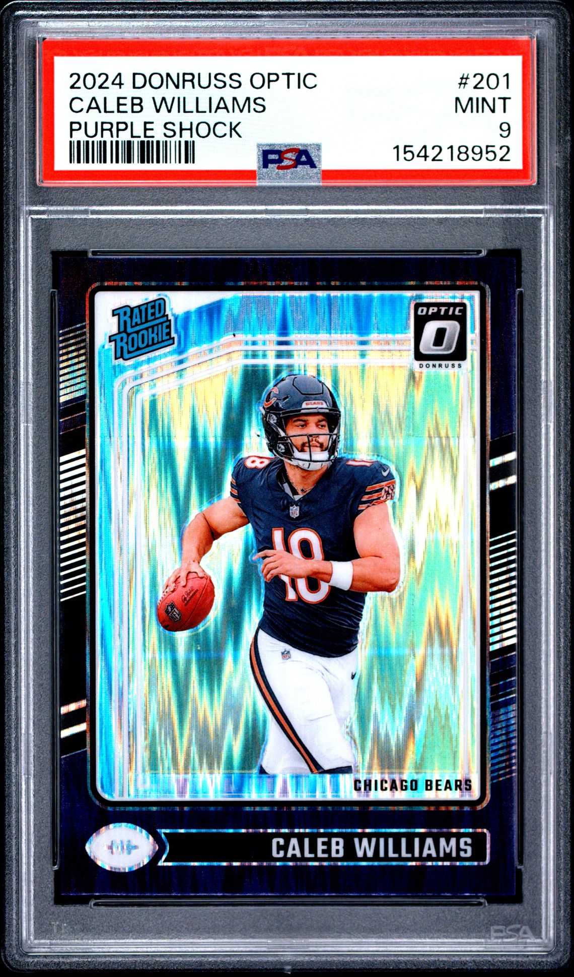 2024 Panini Donruss Optic Caleb Williams #201 (Purple Shock) Mint 9 front