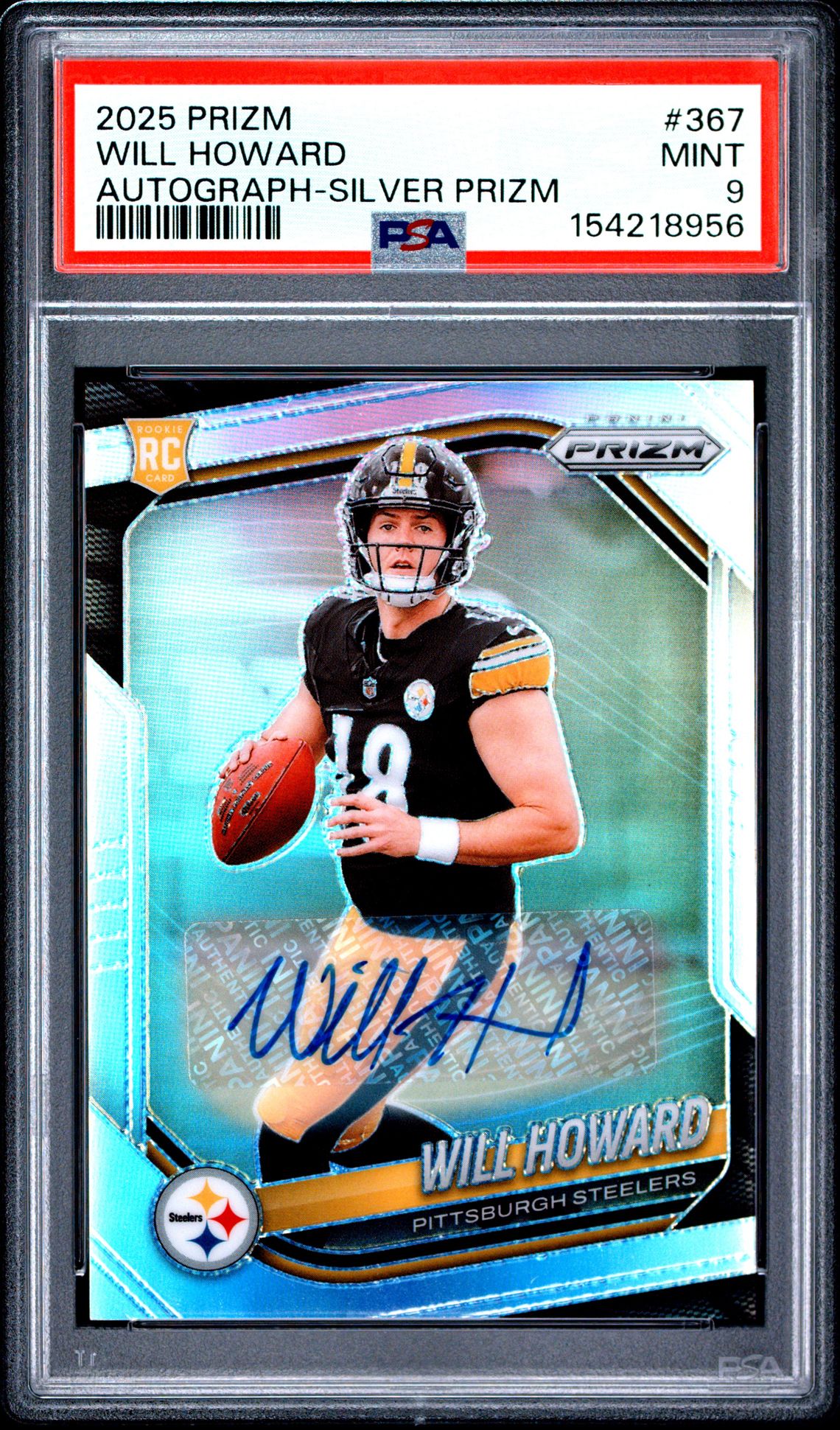 2025 Panini Prizm Will Howard #367 (Autograph-Silver Prizm) Mint 9 front