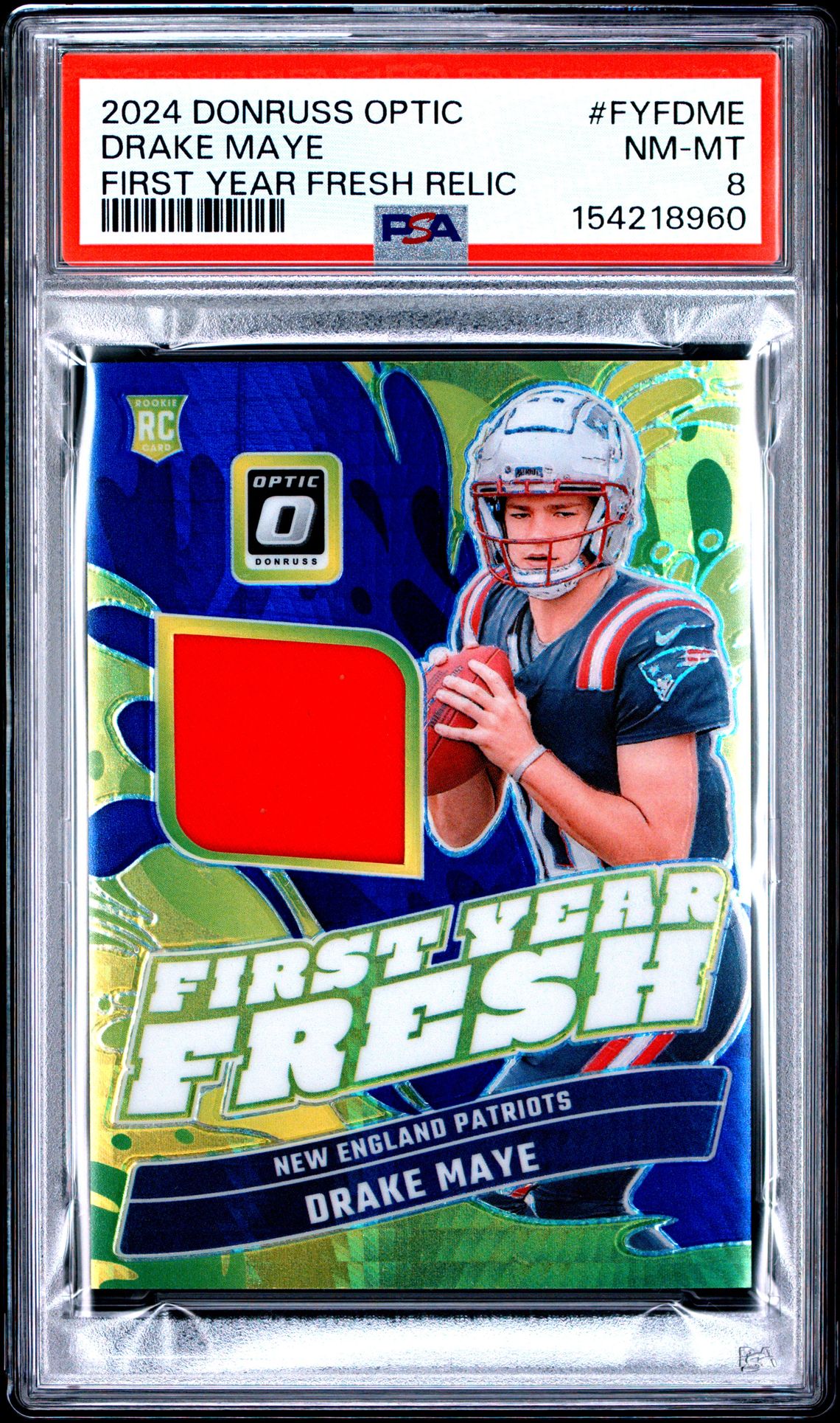 2024 Panini Donruss Optic First Year Fresh Relic Drake Maye #Fyfdme Nm-Mt 8 front