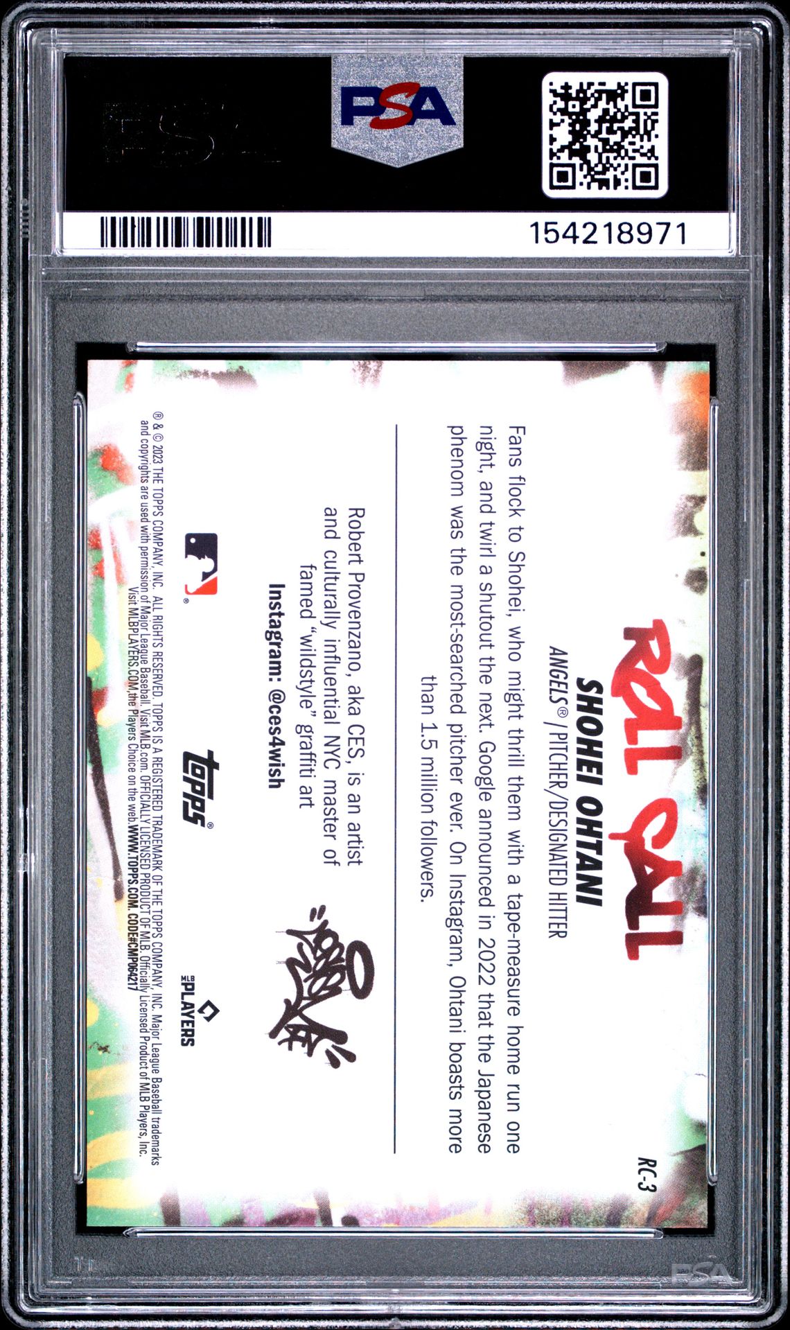 2023 Topps Big League Roll Call Wildstyle Edition Shohei Ohtani #Rc3 (Roll Call Wildstyle Edition) Nm-Mt 8 back