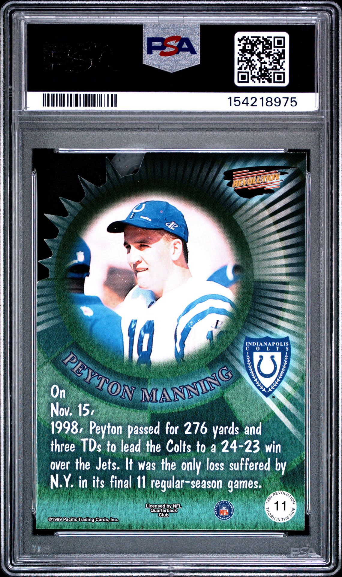 1999 Pacific Revolution Thorn In The Side Peyton Manning #11 (Thorn In The Side) Nm 7 back