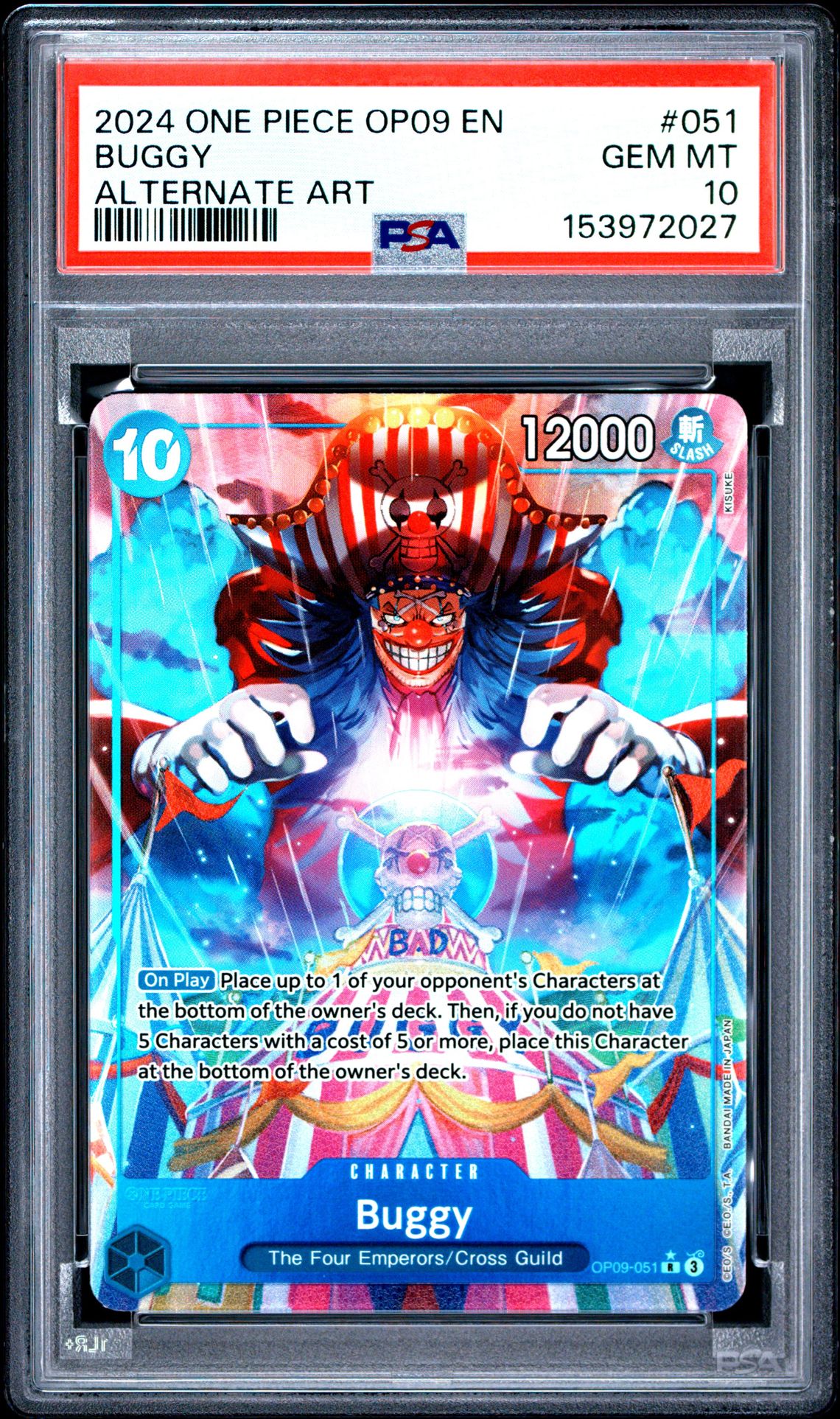 2024 One Piece Op09-Emperors In The New World Buggy #051 (Alternate Art) Gem Mt 10 front