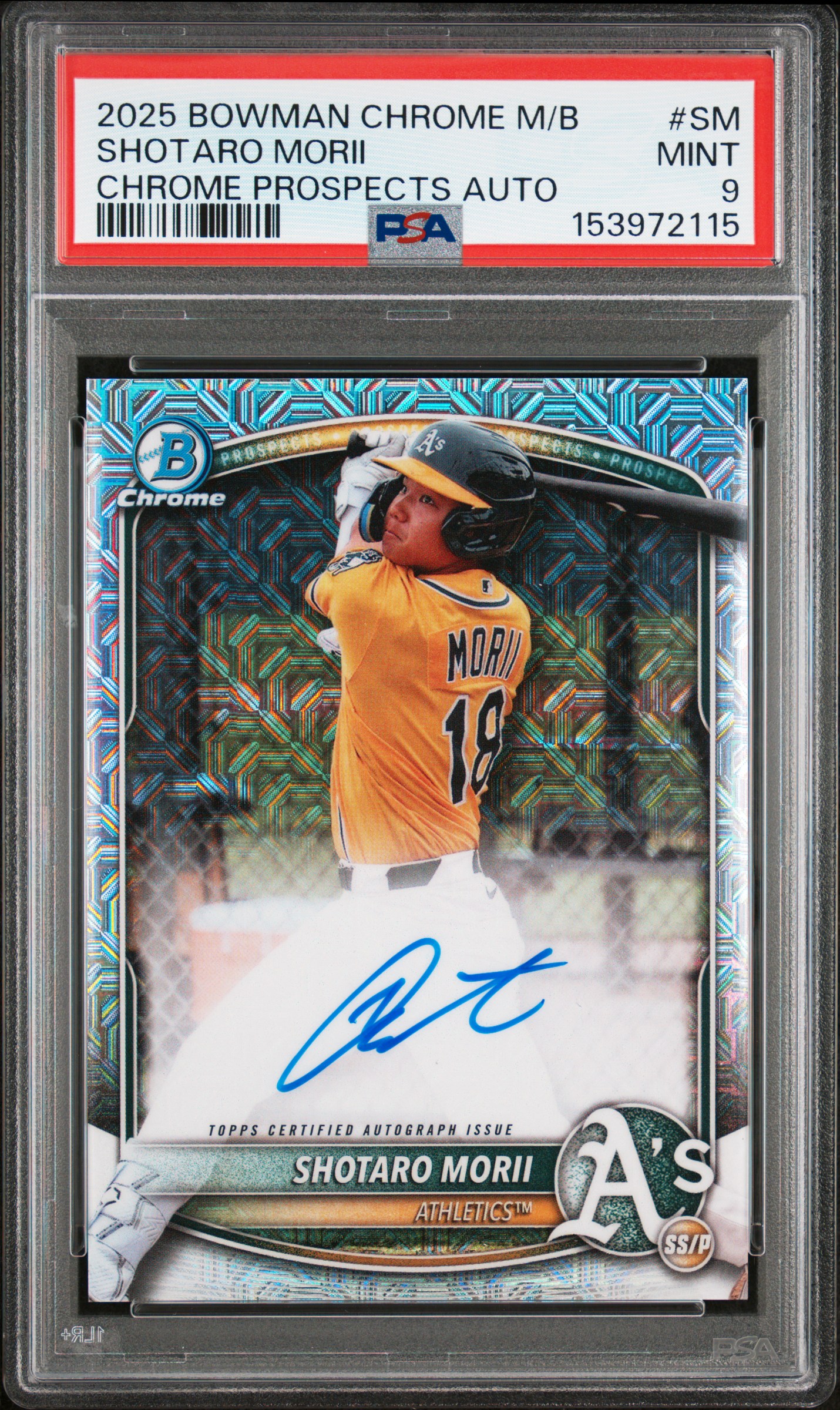 2025 #SM Shotaro Morii PSA 9 Bowman Chrome Mega Box Chrome Prospects Autographs