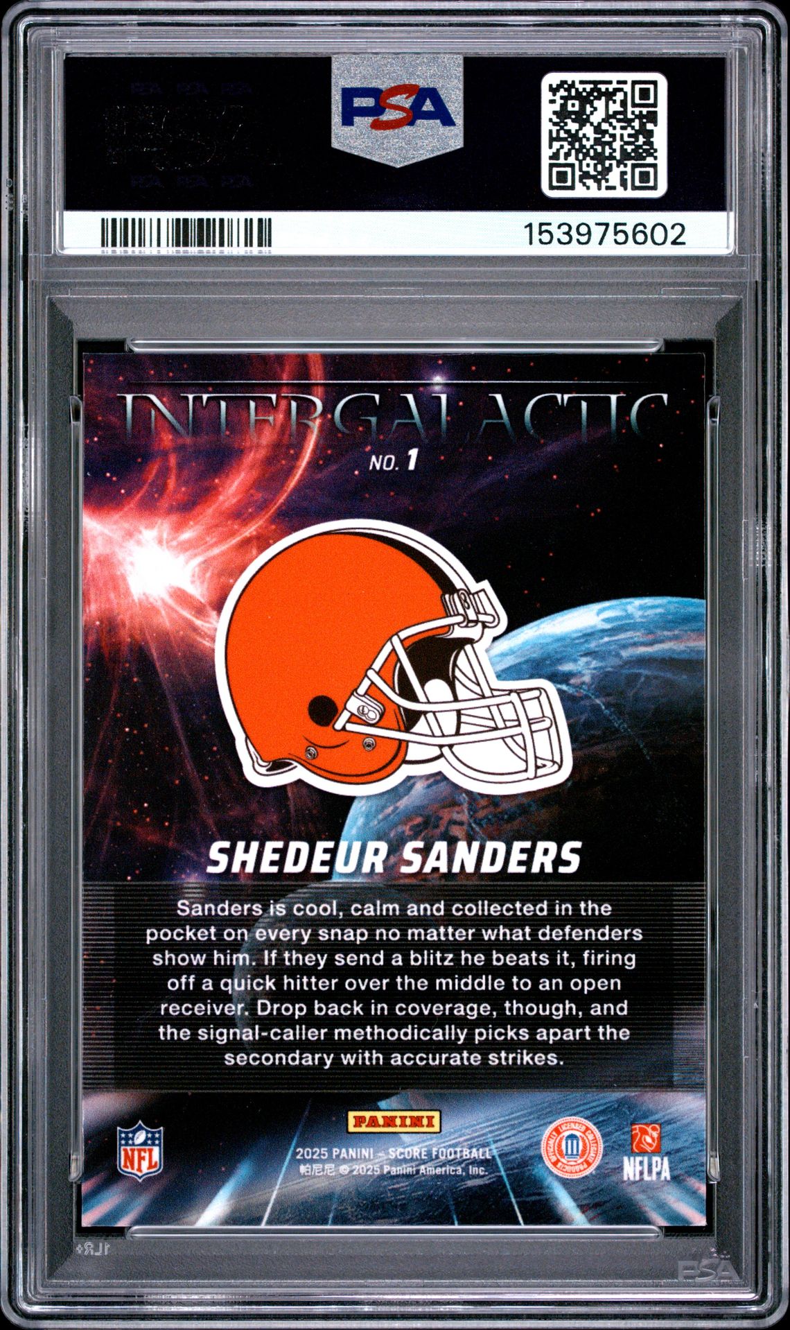 2025 Panini Score Intergalactic Shedeur Sanders #1 Mint 9 back