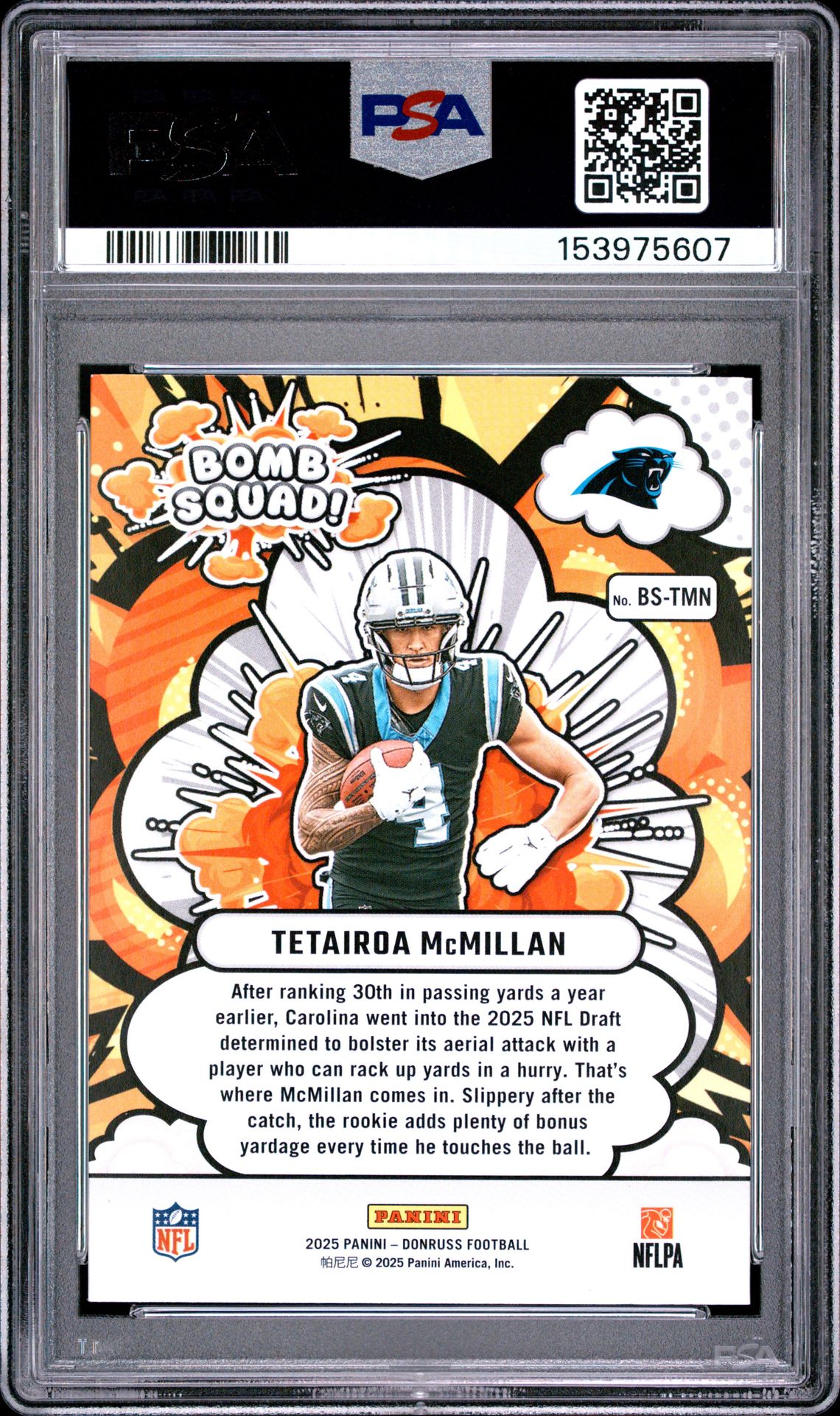 2025 Panini Donruss Bomb Squad Tetairoa Mcmillan #Bs-Tmn Mint 9 back
