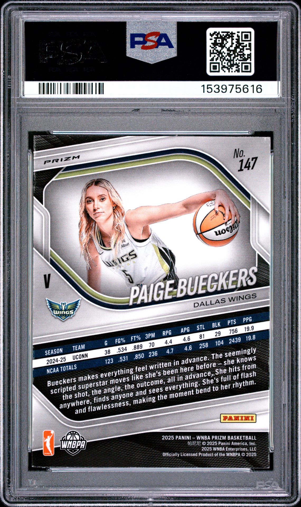 2025 Panini Prizm Wnba Paige Bueckers #147 (Ice) Mint 9 back