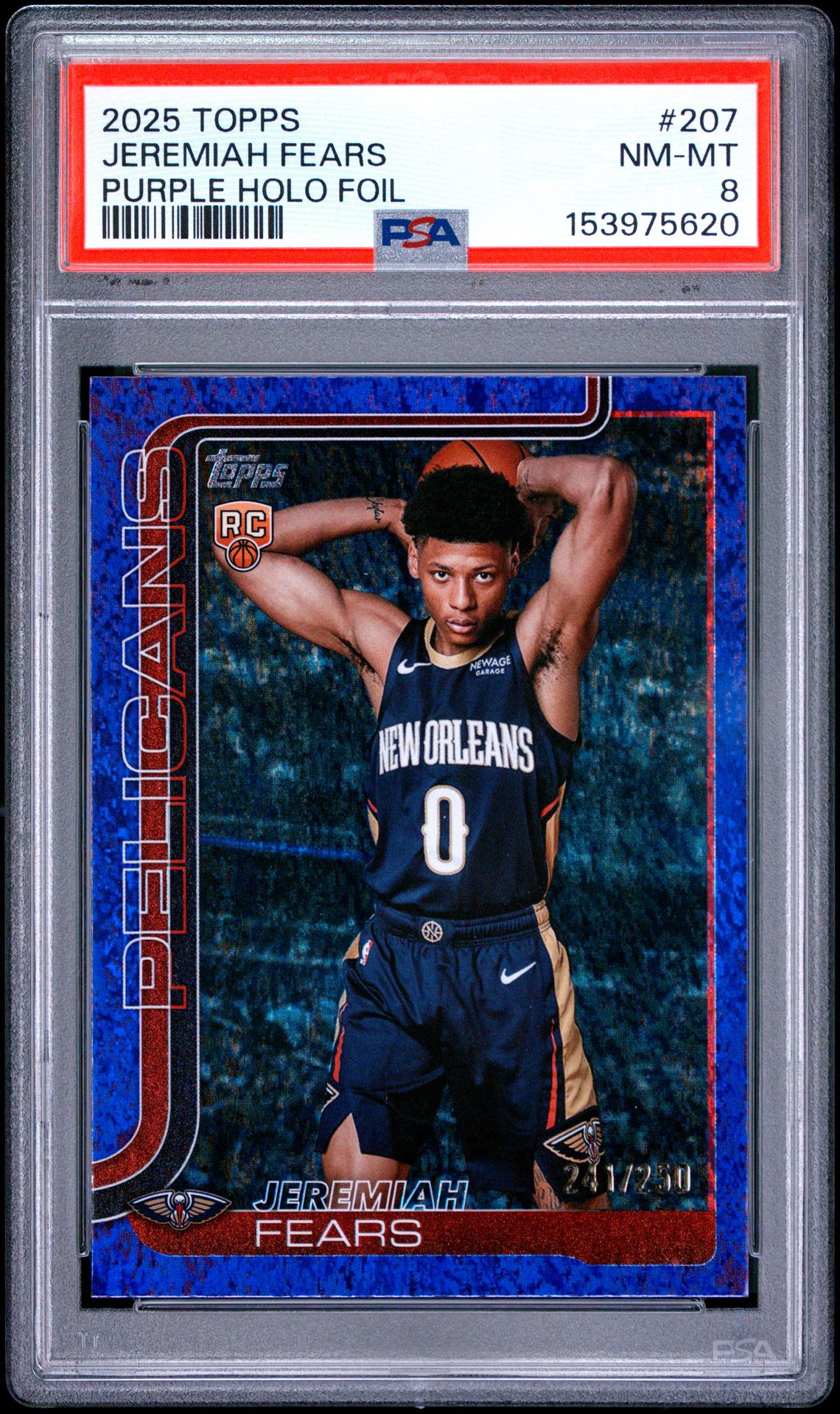 2025 Topps Jeremiah Fears #207 (Purple Holo Foil) Nm-Mt 8 front