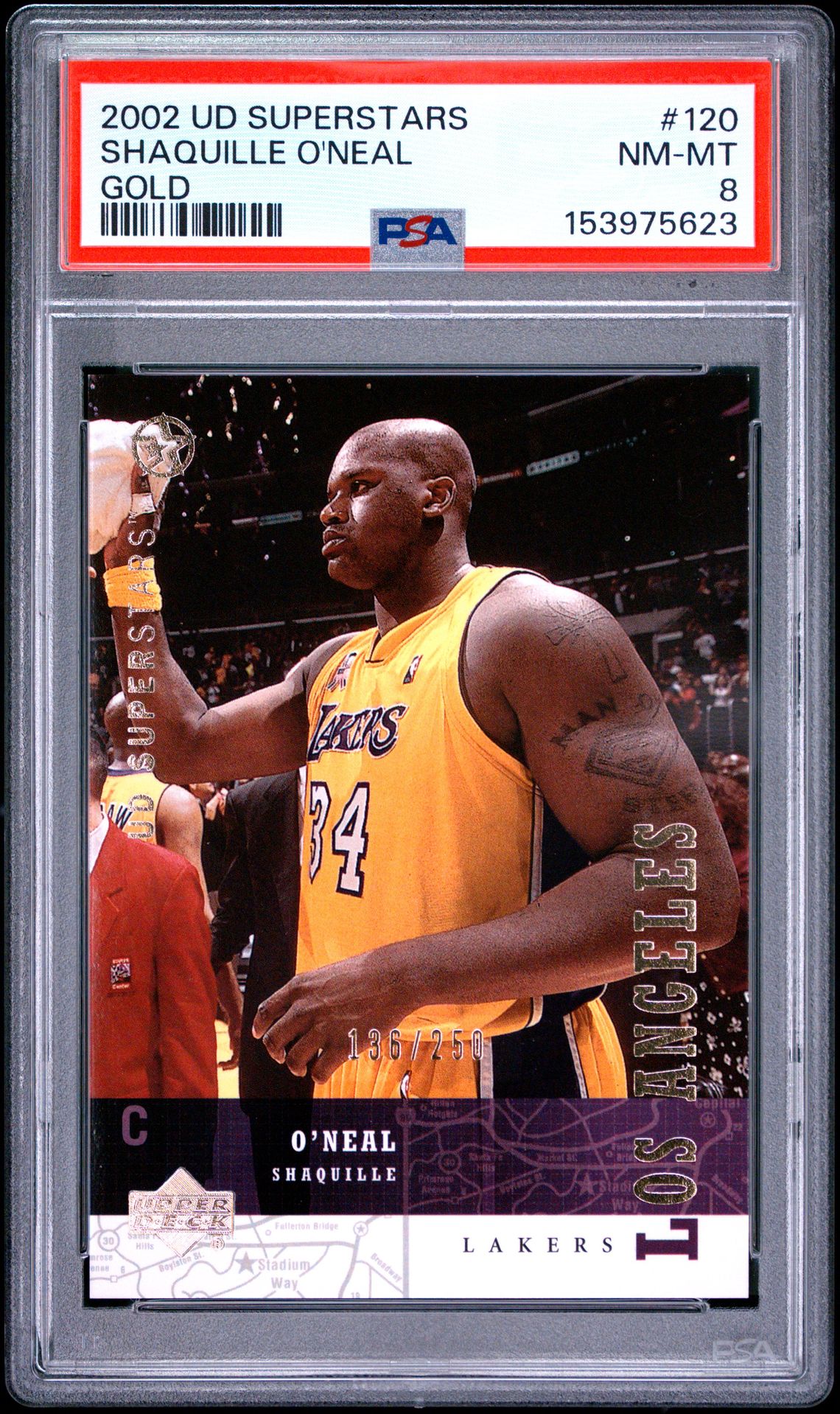2002 Upper Deck Superstars Shaquille O'neal #120 (Gold) Nm-Mt 8 front
