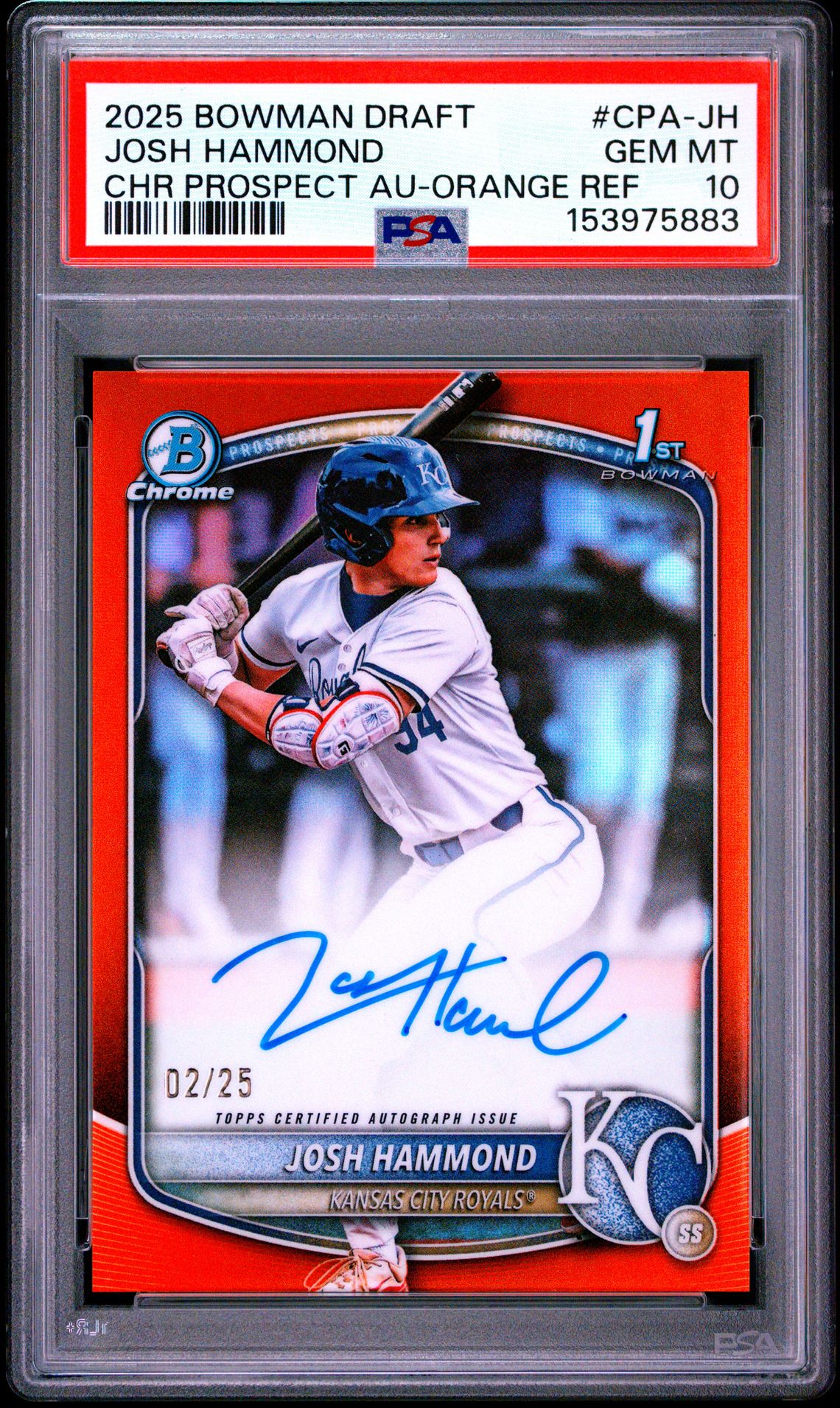 2025 Bowman BOWMAN DRAFT CHROME PROSPECT AUTOGRAPHS CHR PROSPECT AU-PURPLE REF #CPA-JH Josh Hammond front