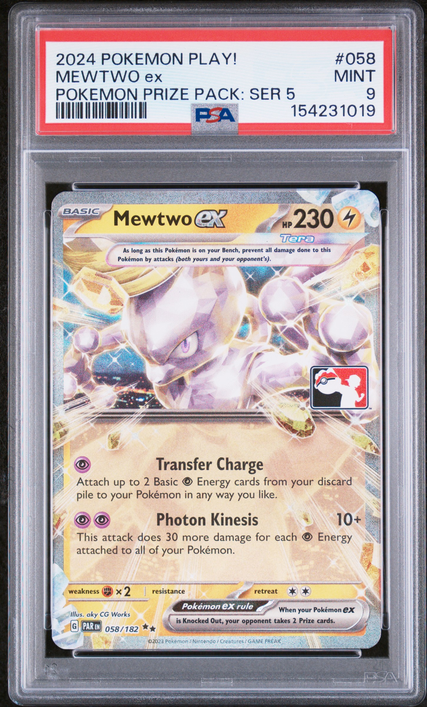 2024 #058 Mewtwo EX PSA 9 Play! Pokemon Prize Pack: Series 5