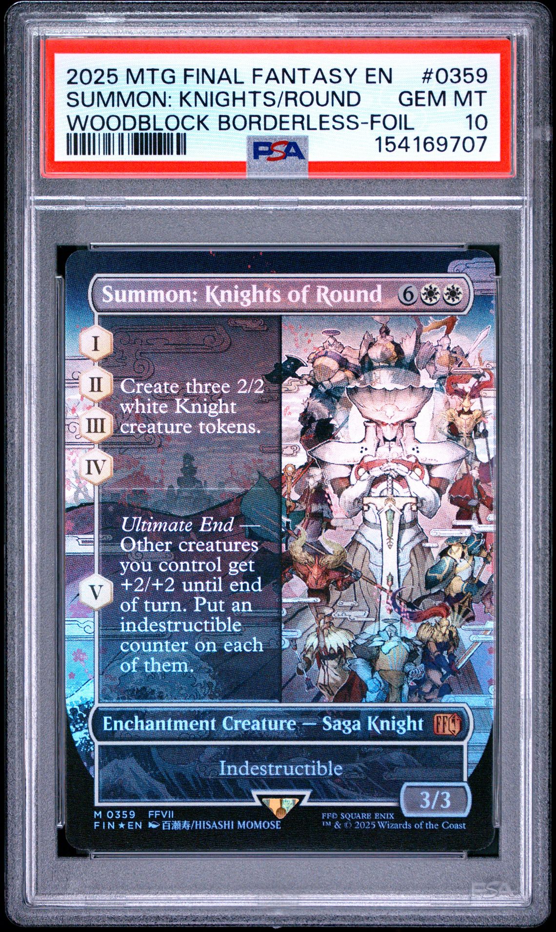 2025 MTG MAGIC THE GATHERING FINAL FANTASY WOODBLOCK BORDERLESS-FOIL #0359 Summon: Knights/Round front