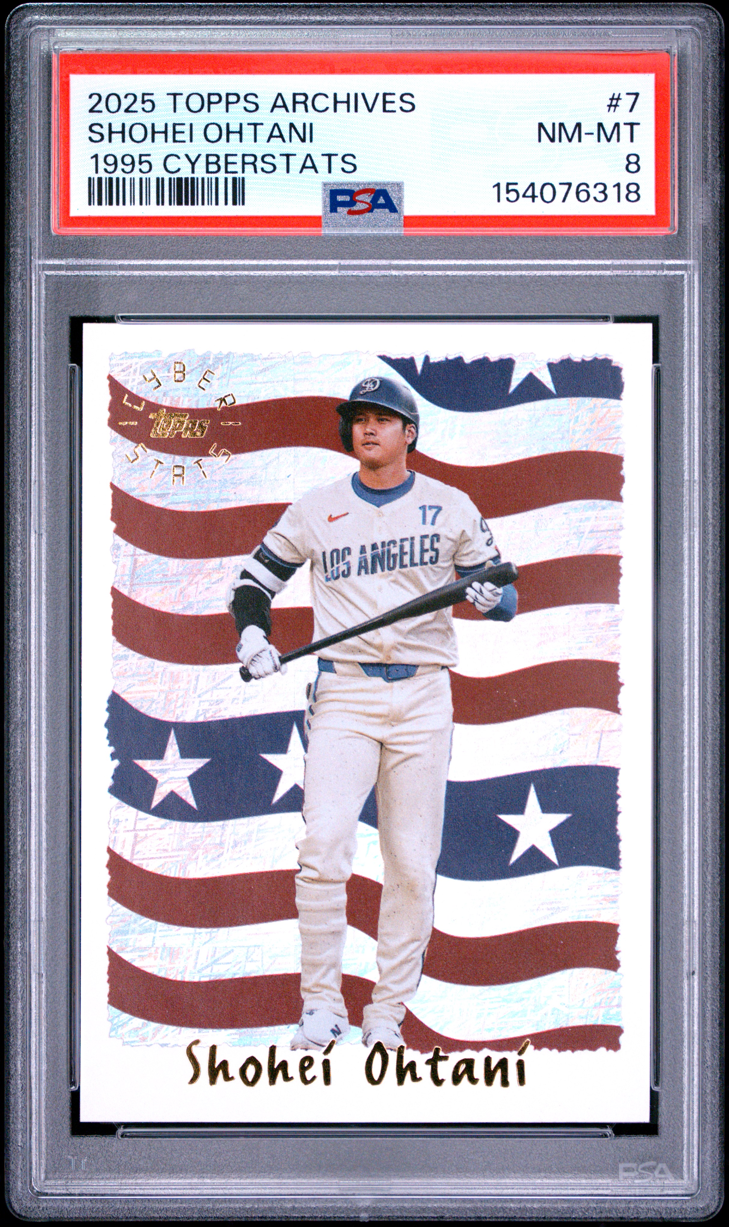2025 #7 Shohei Ohtani PSA 8 Topps Archives 1995 Topps Cyberstats