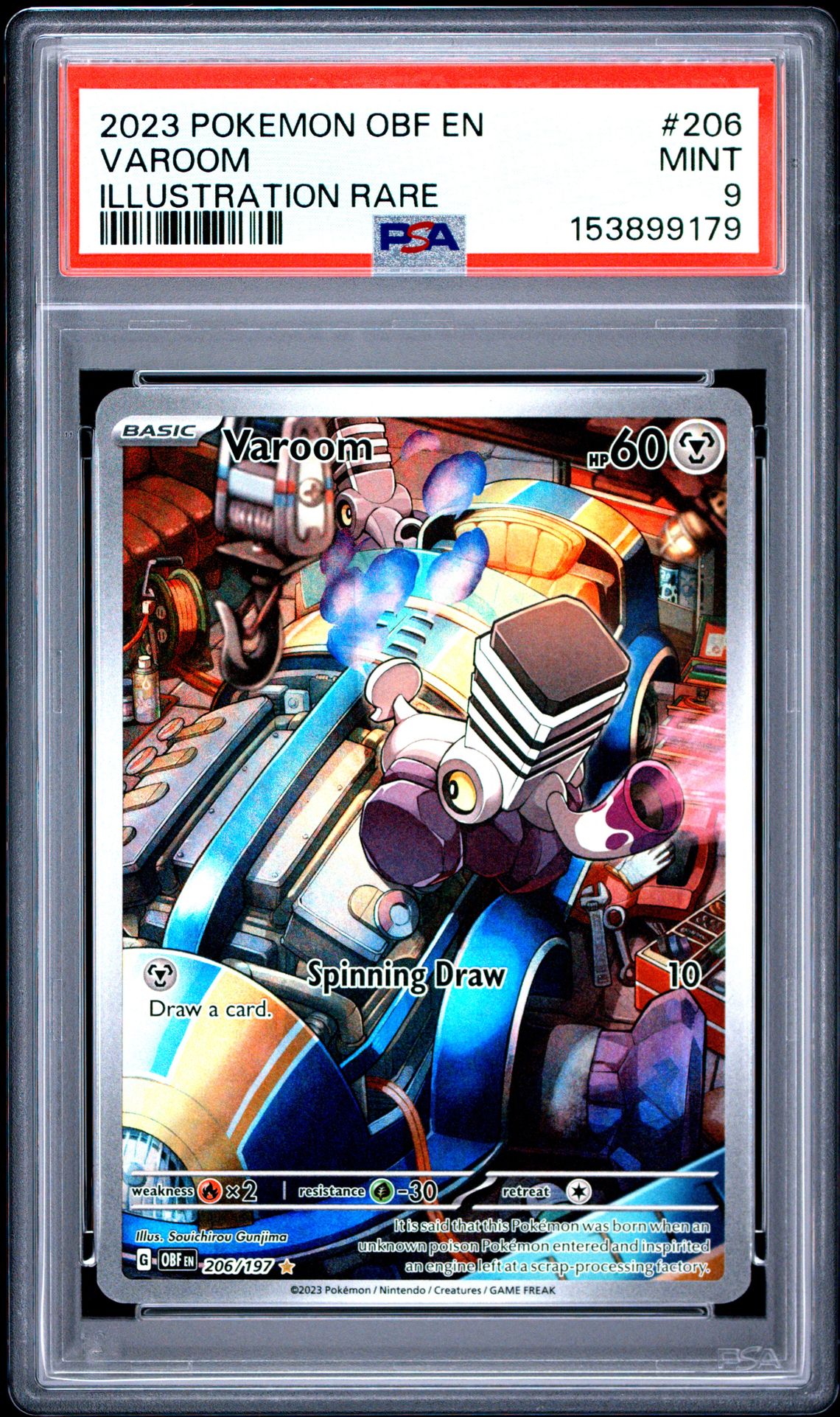 2023 Pokemon Obf EN-Obsidian Flames #206 Varoom - Illustration Rare (PSA 9)