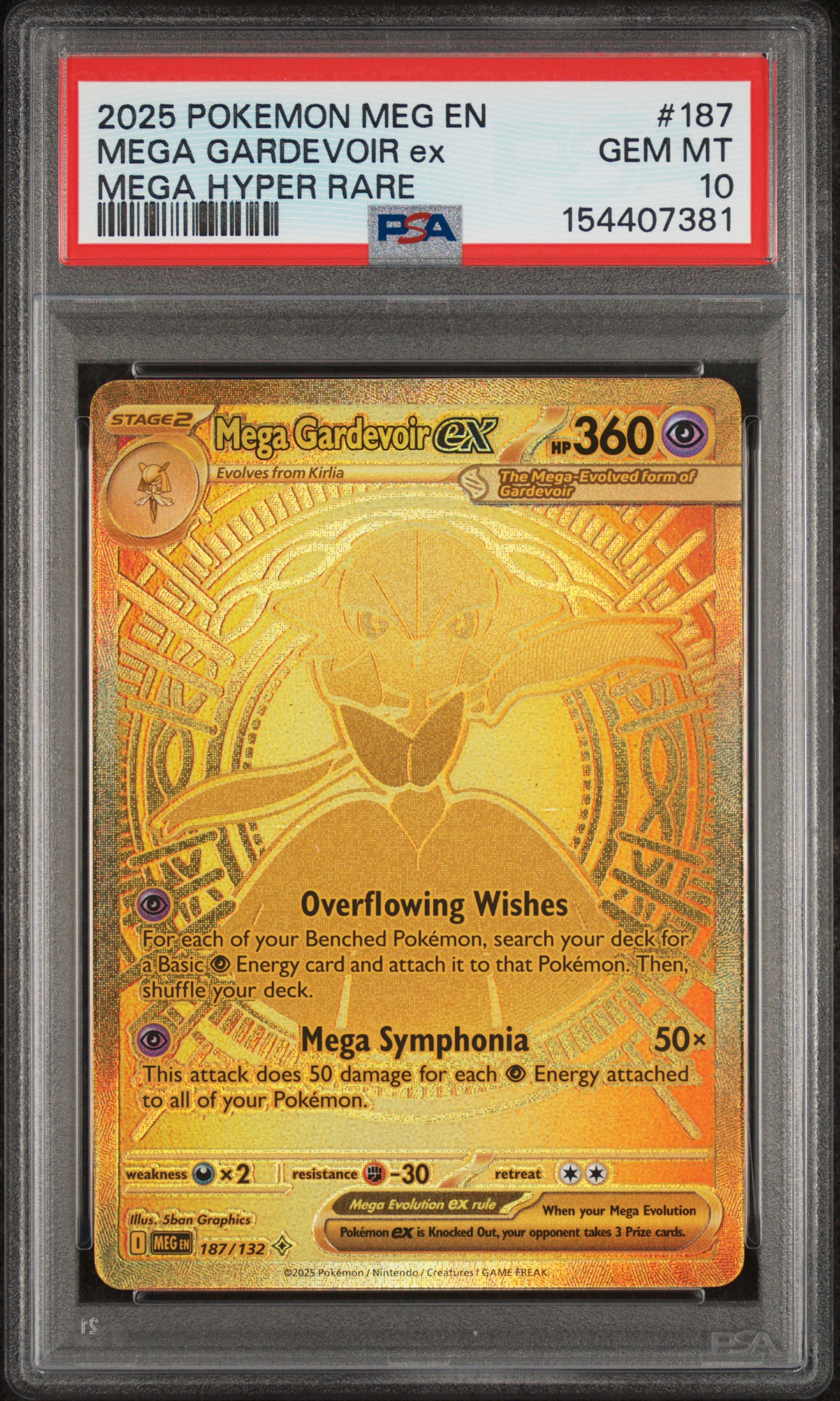 2025 #187 Mega Gardevoir EX PSA 10 Meg EN-Mega Evolution