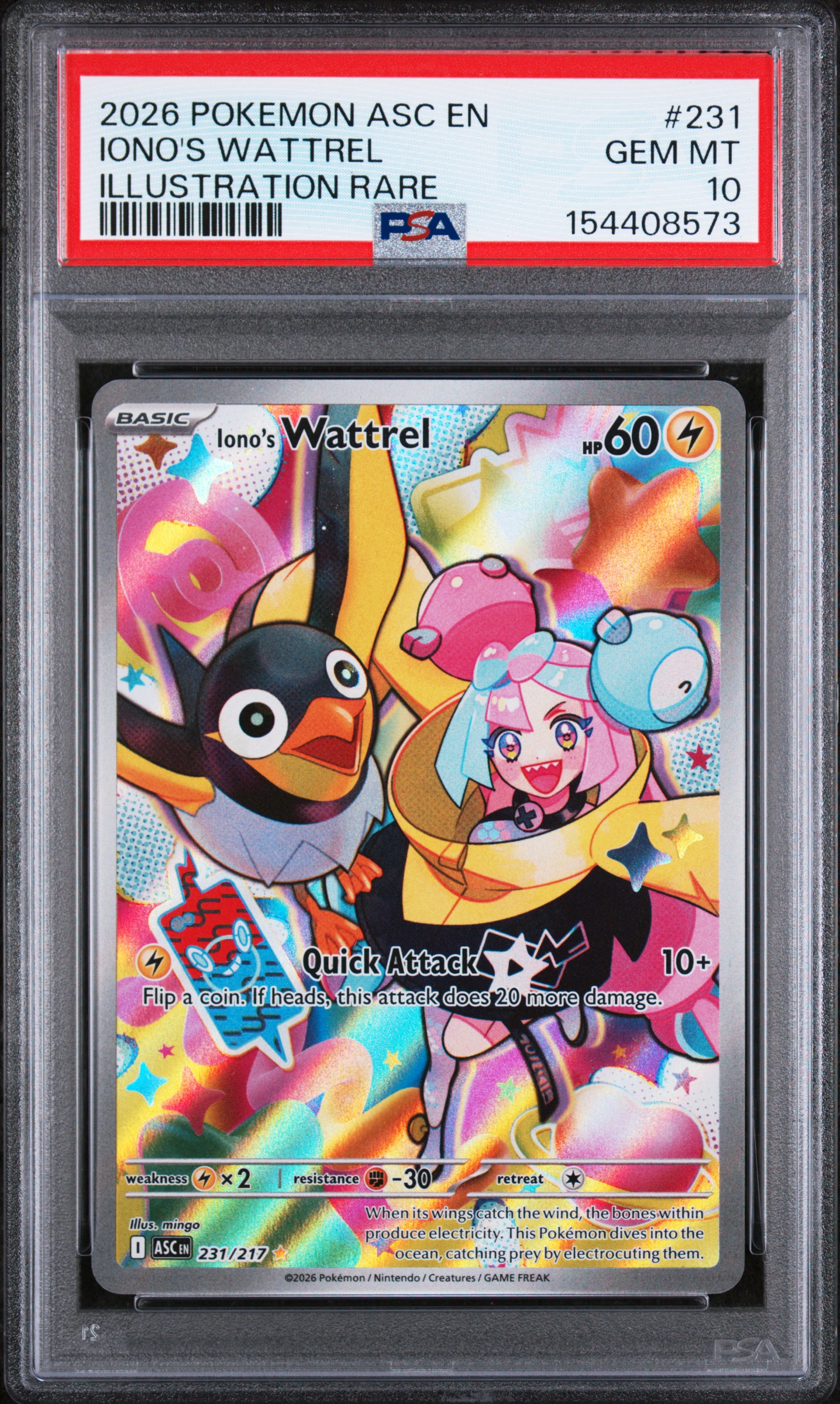 2026 #231 Iono's Wattrel PSA 10 Asc EN-Ascended Heroes