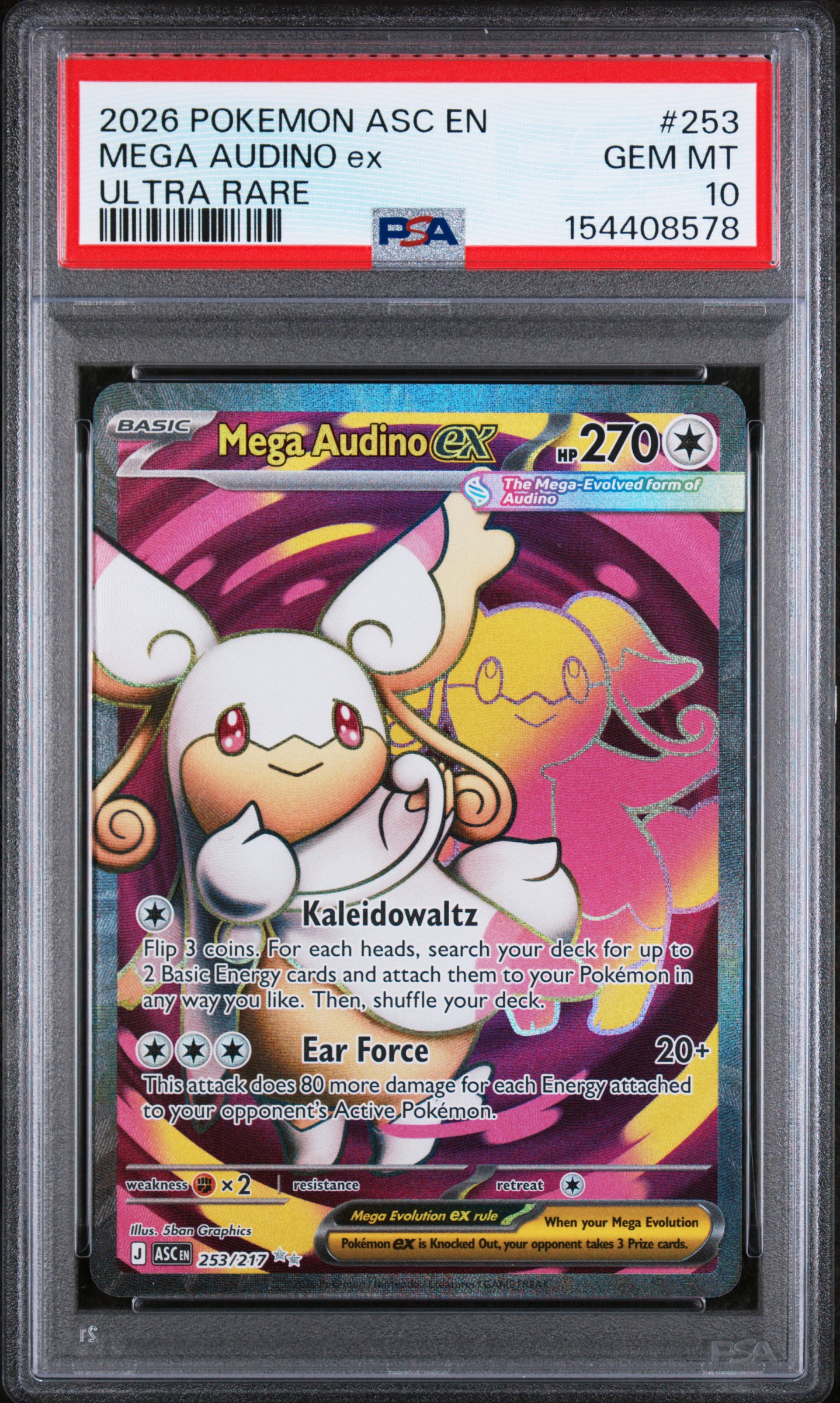 2026 #253 Mega Audino EX PSA 10 Asc EN-Ascended Heroes