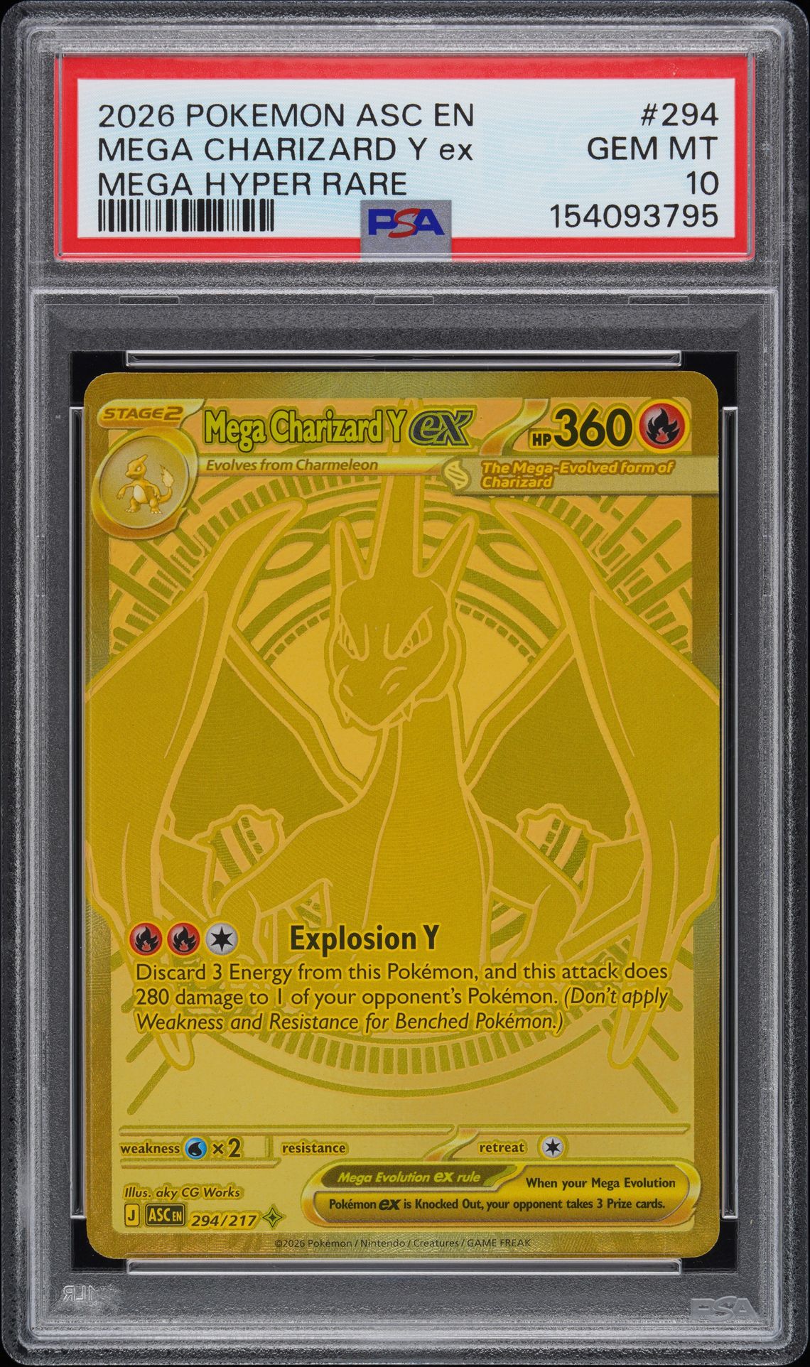 2026 Pokemon POKEMON ASC EN-ASCENDED HEROES MEGA HYPER RARE #294 Mega Charizard Y Ex front
