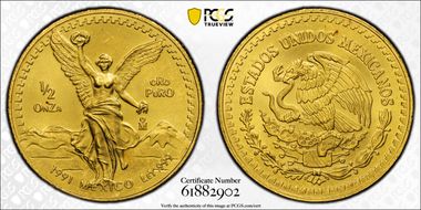 1991-Mo 1/2 oz Libertad Au MS66
