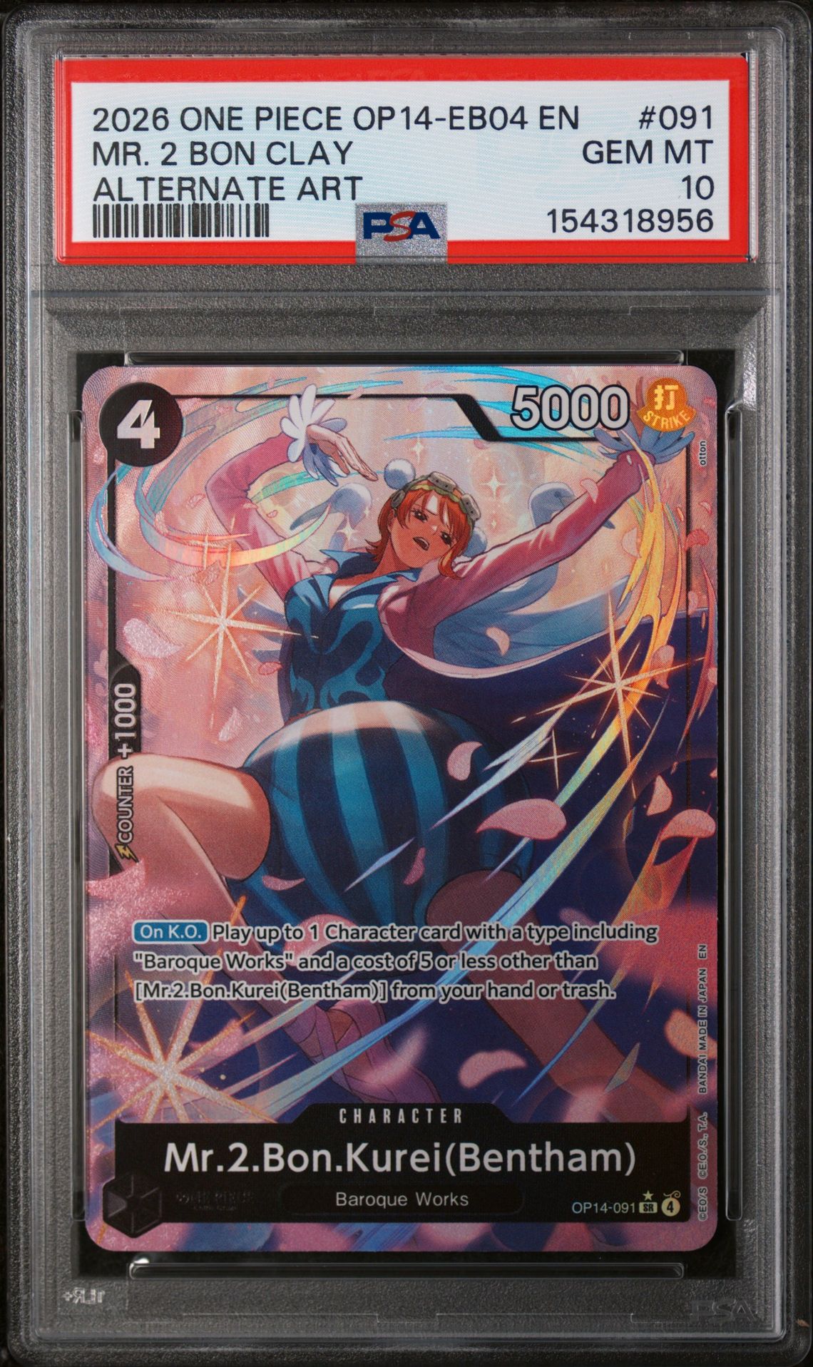 2026 One Piece ONE PIECE OP14-EB04-THE AZURE SEA'S SEVEN ALTERNATE ART #091 Mr. 2 Bon Clay front