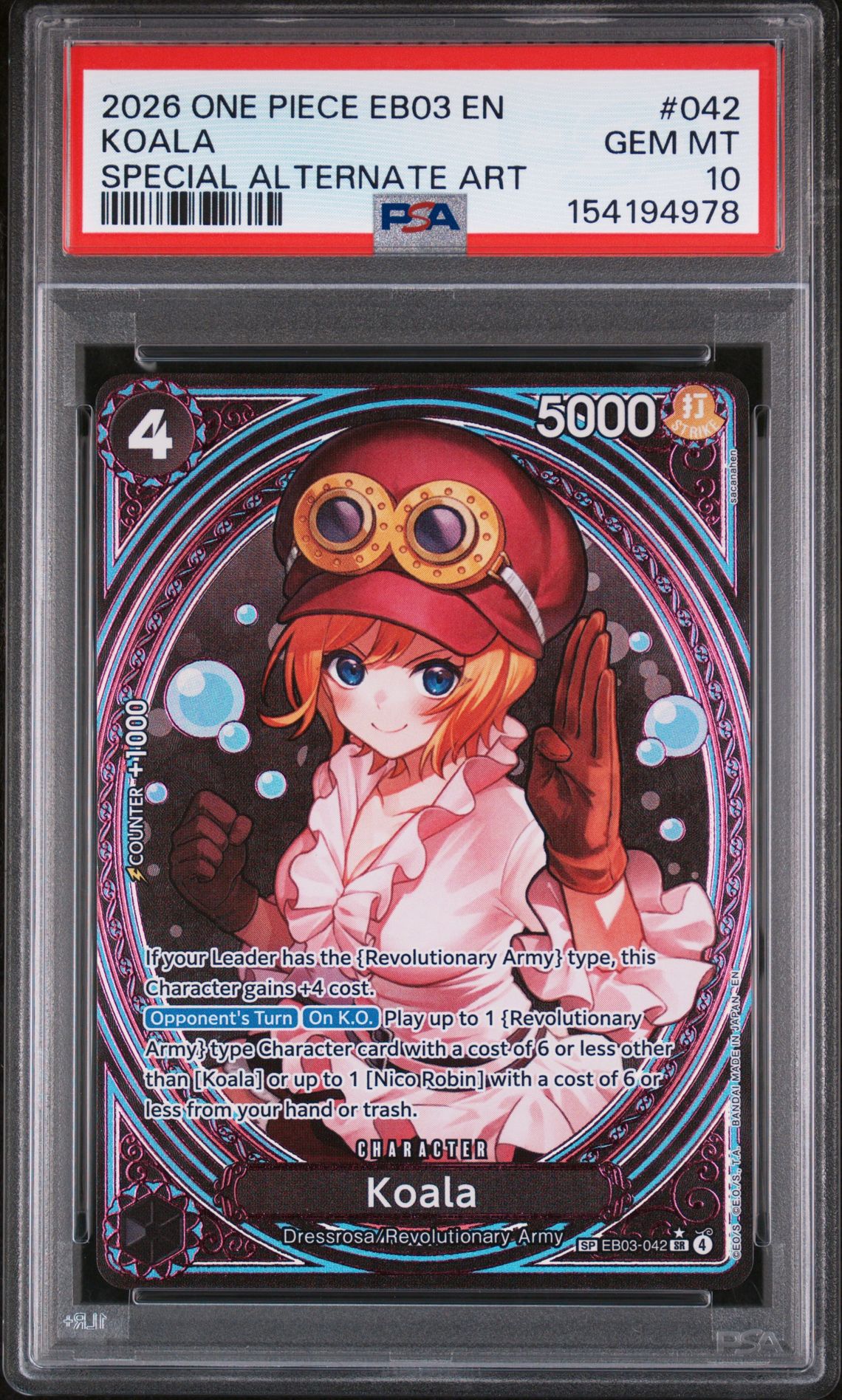 2026 One Piece ONE PIECE EB03-EXTRA BOOSTER -ONE PIECE HEROINES EDITION- SPECIAL ALTERNATE ART #042 Koala front