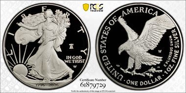 2026-W $1 Silver Eagle w/ Liberty Bell 250 Privy First Strike PR69DCAM