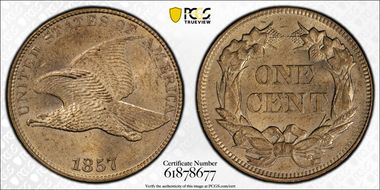 1857 1C Flying Eagle MS64