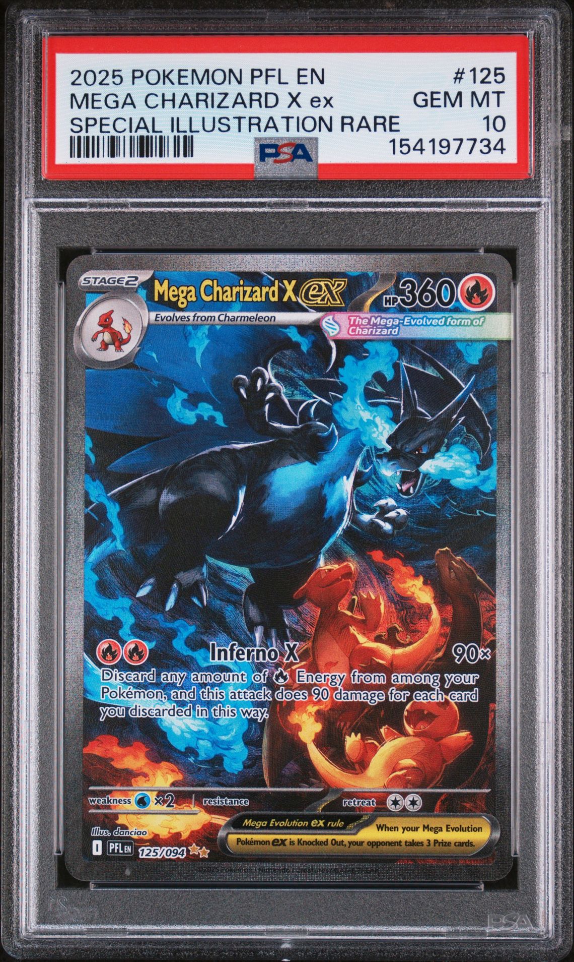 2025 Pokemon POKEMON PFL EN-PHANTASMAL FLAMES SPECIAL ILLUSTRATION RARE #125 Mega Charizard X Ex front