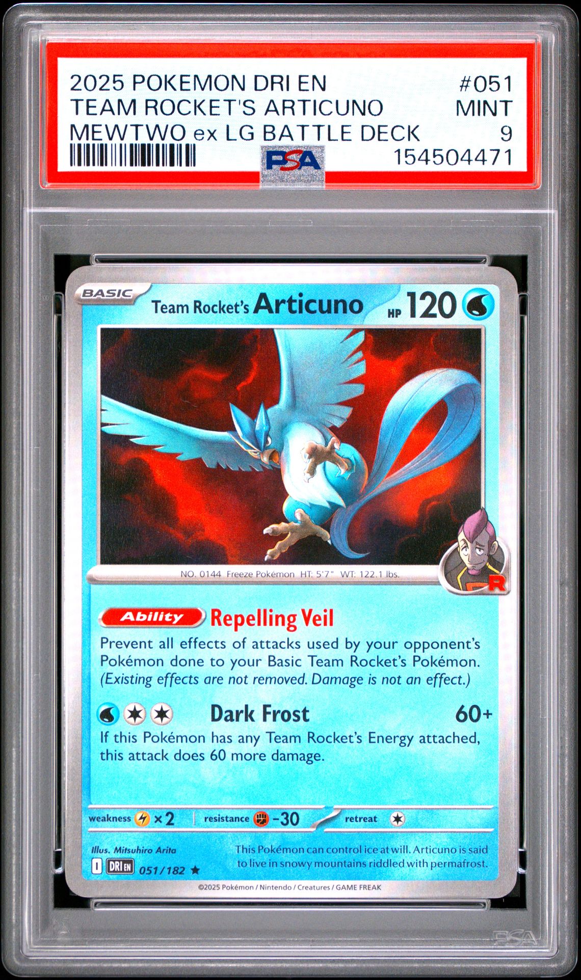 2025 Pokemon POKEMON DRI EN-DESTINED RIVALS MEWTWO EX LG BATTLE DECK #051 Team Rocket's Articuno front