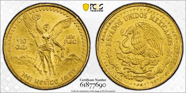1991-Mo 1/10 oz Libertad Gold MS67