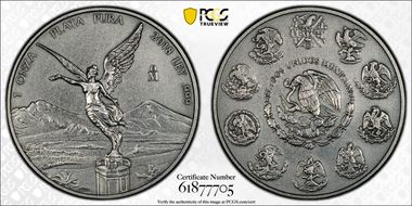 2018-Mo Onza Libertad Ag - Antiqued SP70