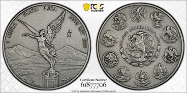 2018-Mo Onza Libertad Ag - Antiqued SP70
