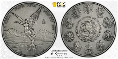 2018-Mo Onza Libertad Ag - Antiqued SP70