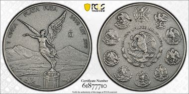 2018-Mo Onza Libertad Ag - Antiqued SP70