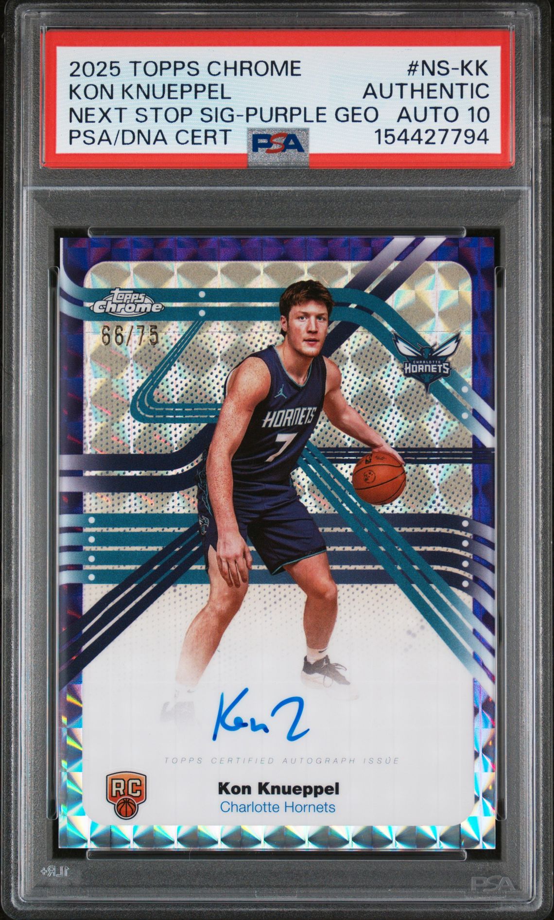 2025 Topps Chrome TOPPS CHROME NEXT STOP SIGNATURES PURPLE GEO #NS-KK Kon Knueppel front