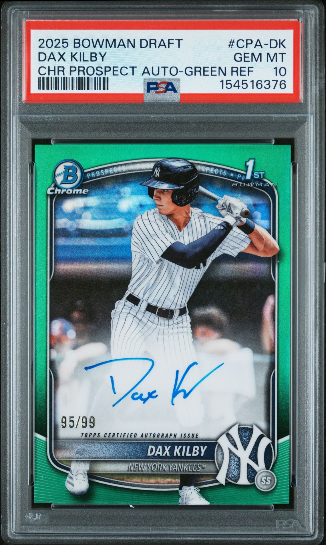2025 Bowman BOWMAN DRAFT CHROME PROSPECT AUTOGRAPHS Green #CPA-DK Dax Kilby front