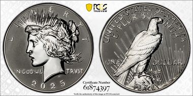 2025-S $1 Peace Dollar Rev PR Two-Coin Reverse Proof Set PR69