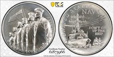 (2022-P) Medal U.S. Navy Matte 2.5oz Ag MS70