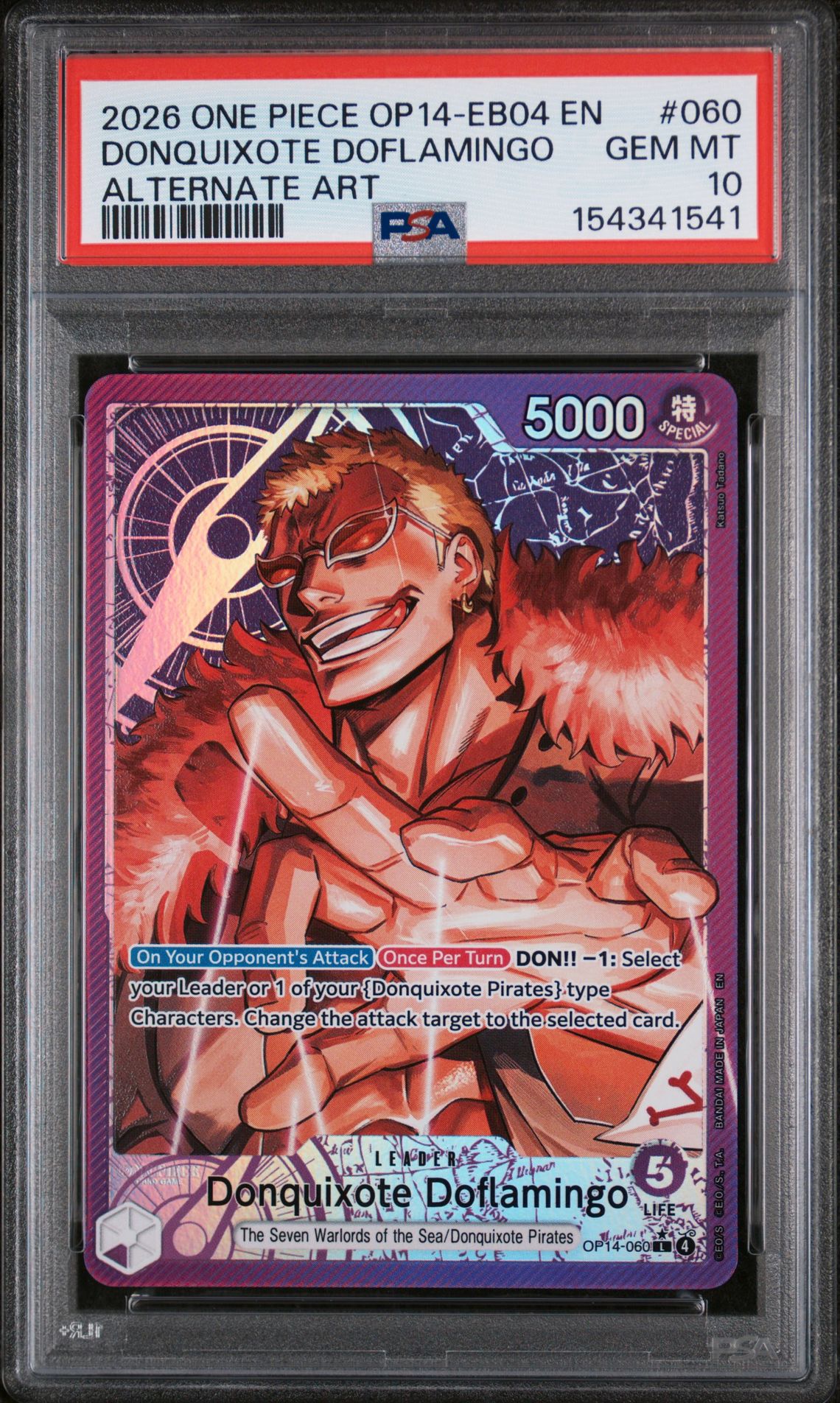2026 One Piece ONE PIECE OP14-EB04-THE AZURE SEA'S SEVEN ALTERNATE ART #060 Donquixote Doflamingo front
