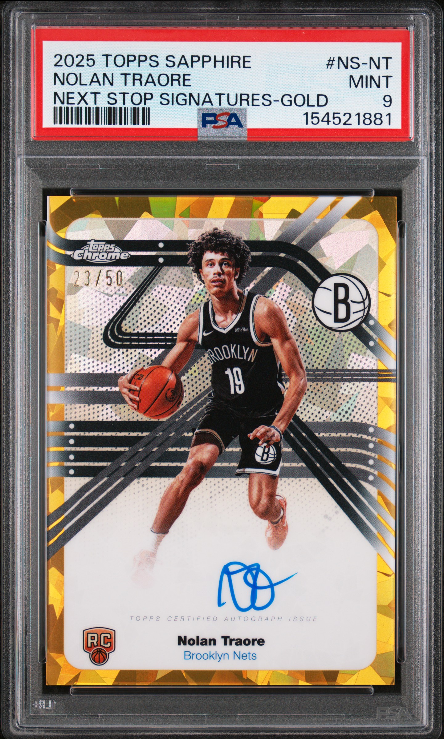 2025 #NS-NT Nolan Traore PSA 9 Topps Chrome Sapphire Edition Next Stop Signatures