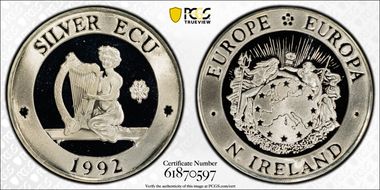 1992 Ecu X-P1 Fantasy Piedfort Ag PR69DCAM